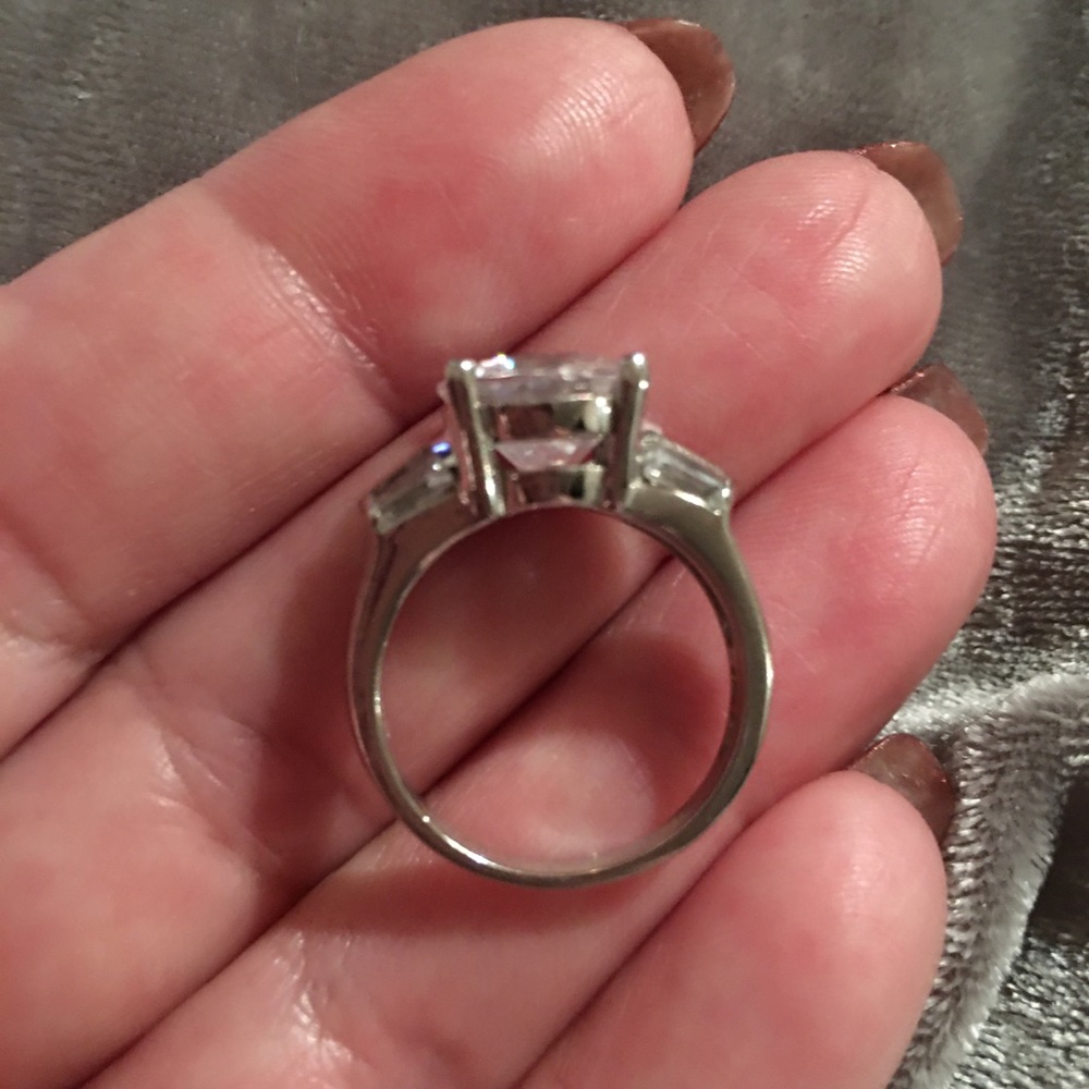 Sterling Silver Simulated Round Solitaire Ring 6 - image 3